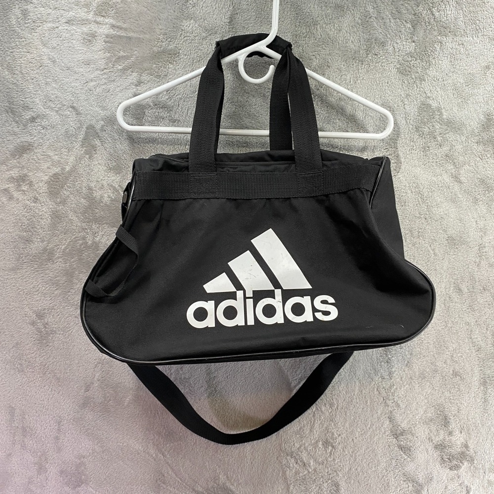 Adidas Small Duffel Gym Bag Black Sports Travel Bag Shoulder Strap Logo